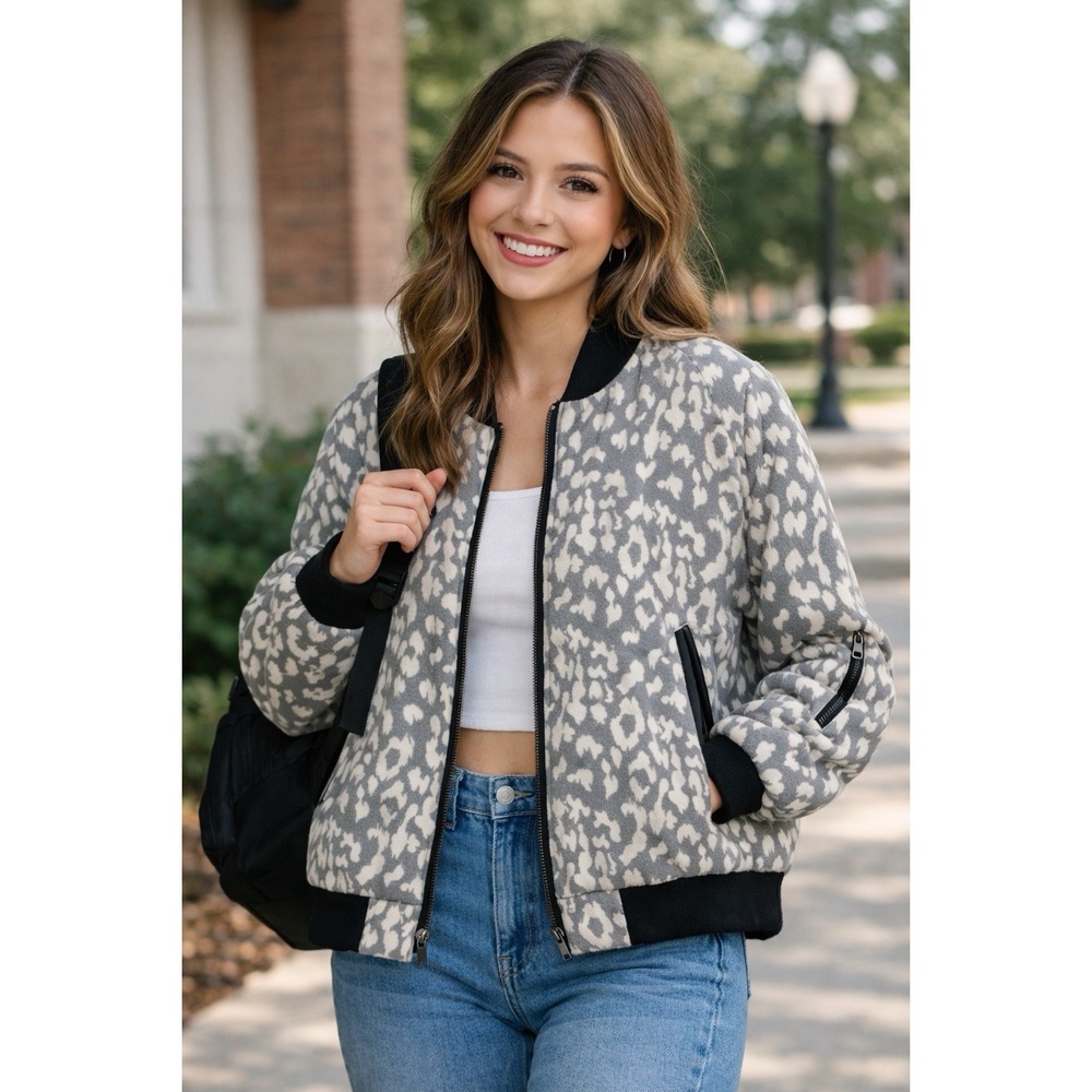 Walter Baker W118 Leopard Print Bomber Jacket‎ Coat- SZ Small S - NWT Macys